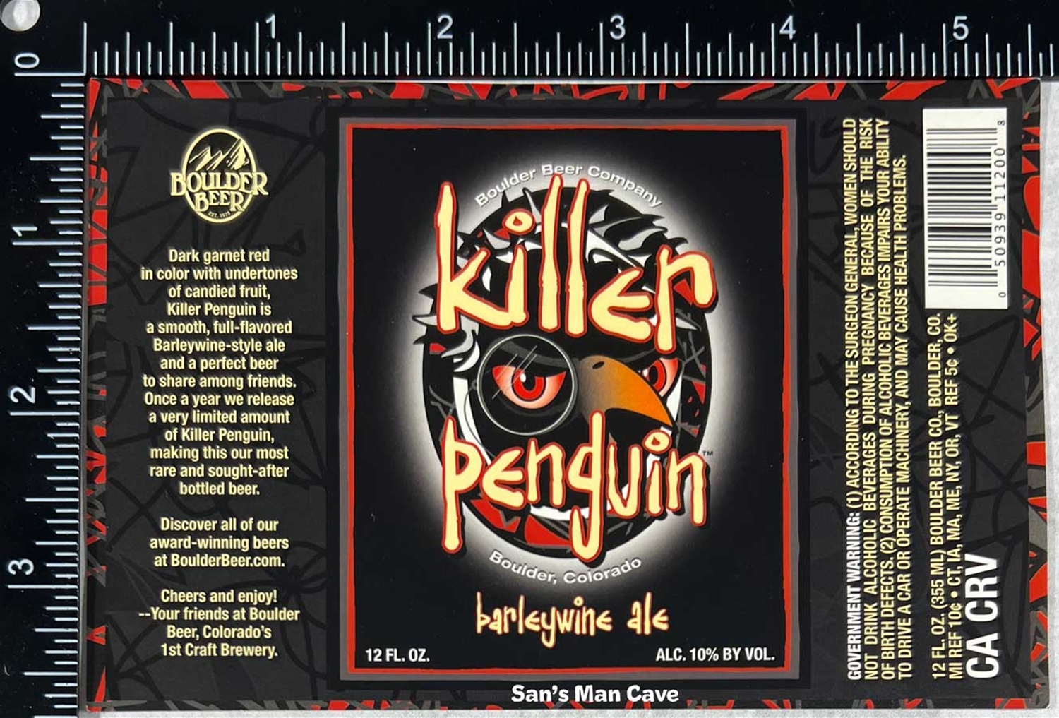 Boulder Beer Killer Penguin Barleywine Ale Label