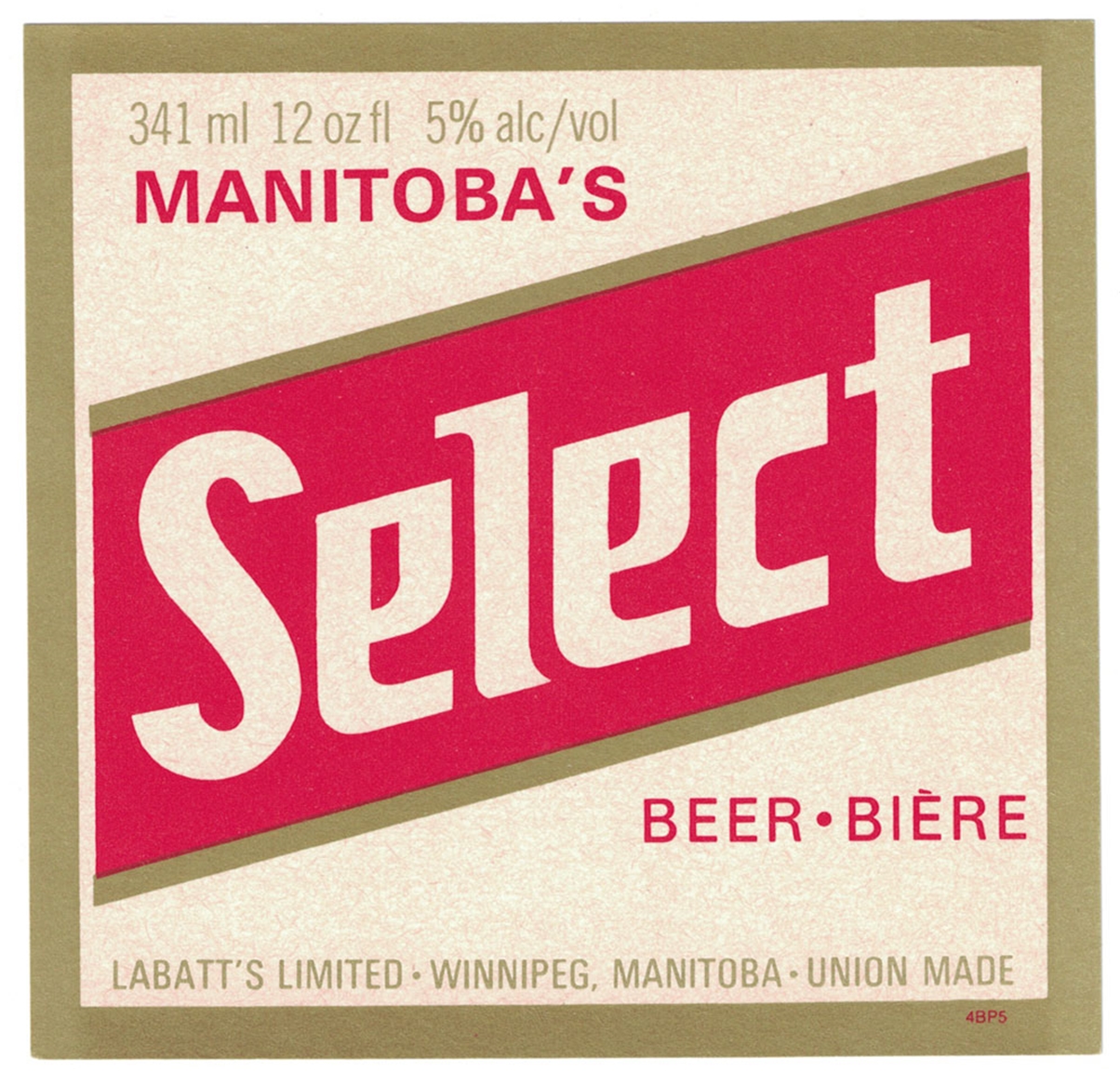 Manitoba's Select Beer Bière Label