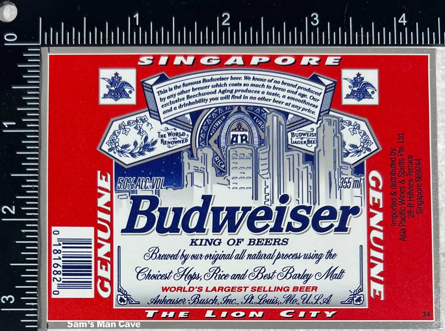 Budweiser Singapore Lion City Label