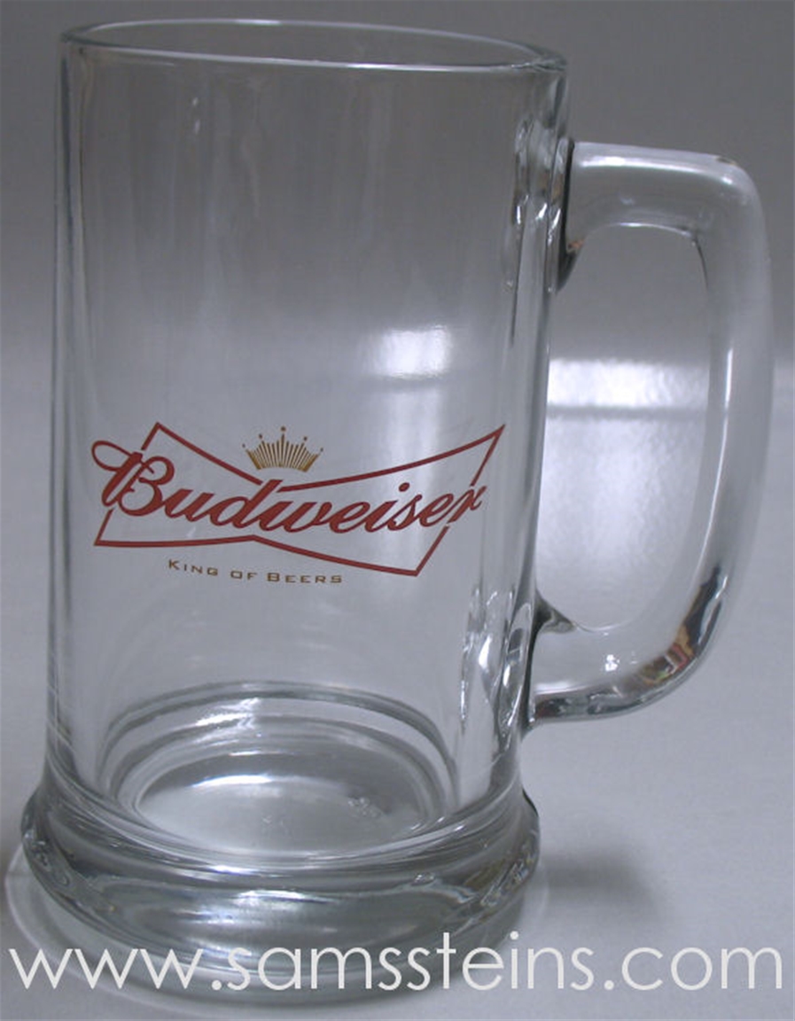 Kings Crown Etched Glass Beer Mug