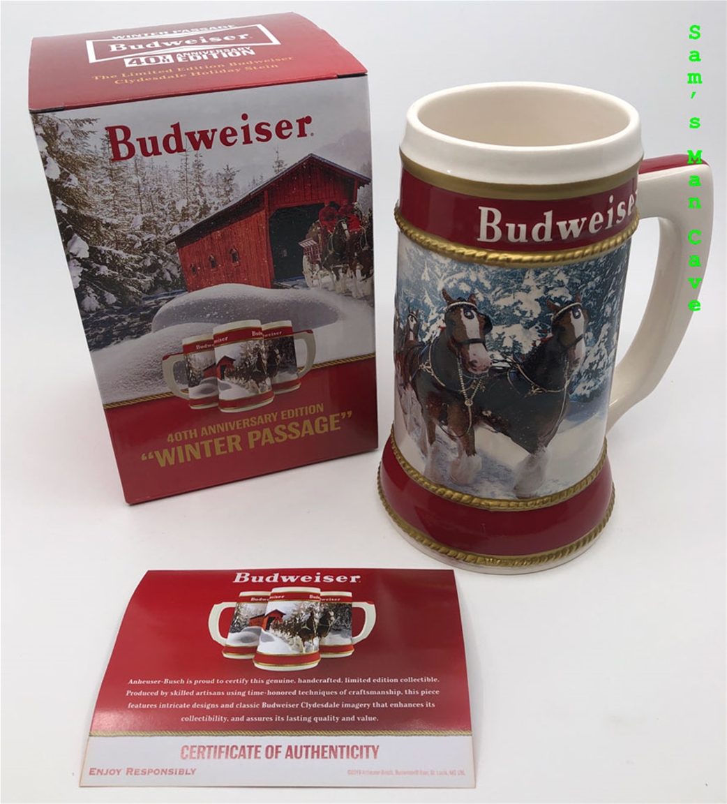2019 Budweiser Holiday stein beer mug frm annual Christmas series WINTER PASSAGE 