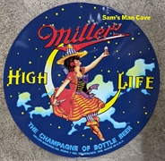 Miller High Life Girl in the Moon Tin Tacker