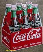 Coke 6 Pack Embossed Tin Sign