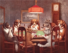 7 Dogs Playing Cards Metal Sign