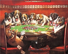 8 Drunken Dogs Playing Cards Metal Sign