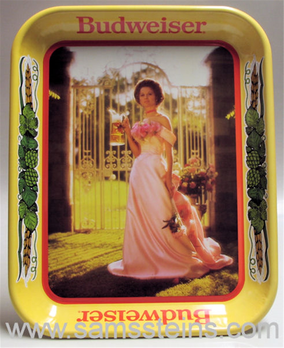 Details about   Budweiser Girl In Pink Tray 