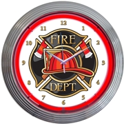 Fire Department Neon Clock