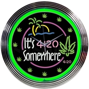 It's 4:20 Somewhere Neon Clock