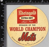 Rheingold Extra Dry World Champion Mets Beer Coaster