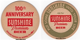 Sunshine 100 Anniversary Beer Coaster