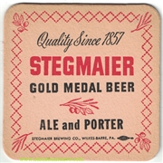 Stegmaier's Gold Medal Beer Ale and Porter Coaster