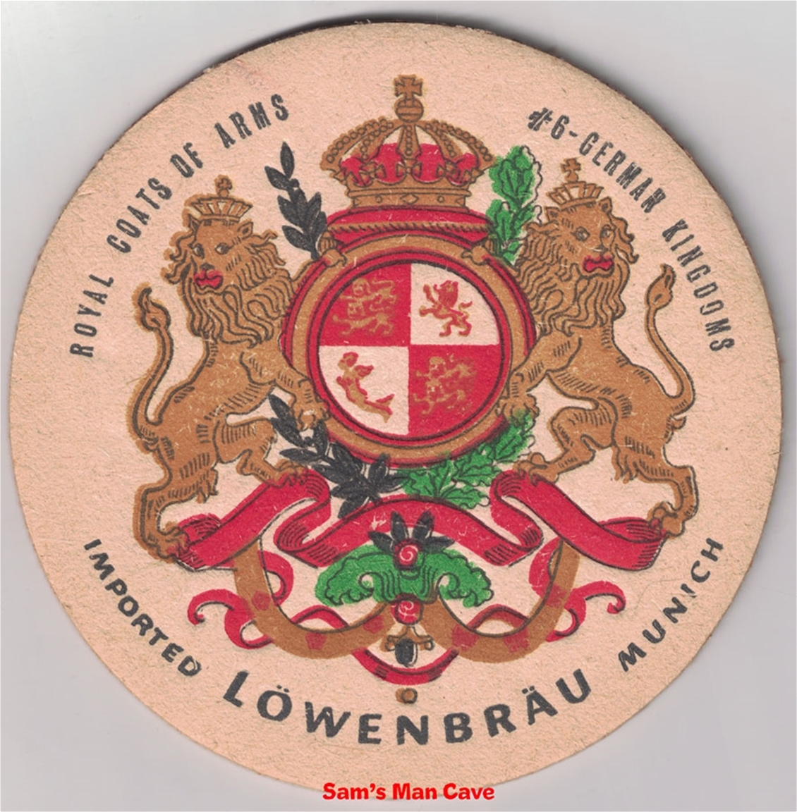TWO  SIDED SHAPED BEER MAT COASTER LOWENBRAU MUNCHEN  PILS 6% 