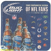 Bud Light NFL Fans Beer Coaster 