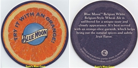 Blue Moon With Orange Beer Coaster