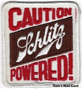 Caution Schlitz Powered Beer Patch