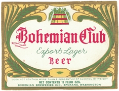 Bohemian Club Export Lager Beer Label