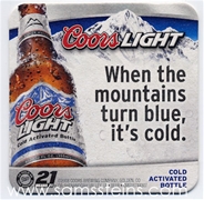 Coors Light Mountains Turn Blue Beer Coaster