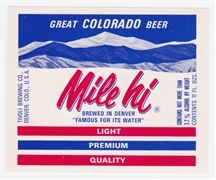 Mile Hi Light Beer Label