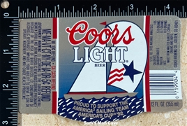 Coors Light 1992 America's Cup Beer Label