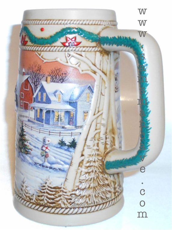 Budweiser Stein Christmas Ceramic Mug 1996 American Homestead Hm1 for sale online 