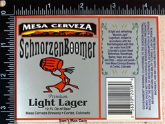 Mesa Cerveza Schnorzen Boomer Light Sticker Label