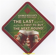 George Killian's Holiday Pub Rule Beer Coaster