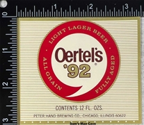 Oertel's '92 Light Lager Beer Label