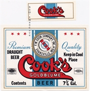 Cook's Goldblume Beer Label with neck