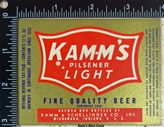 Kamm's Pilsener Light Beer IRTP Label
