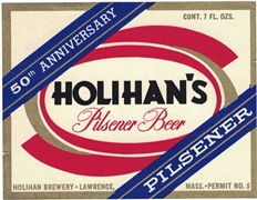 Holihan's Pilsener 50th Anniversary Beer Label