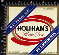 Holihan's Pilsener 50th Anniversary Beer 32 oz Label