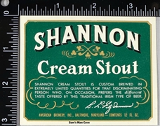 Shannon Cream Stout Beer Label