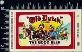 Old Dutch Brand Beer Label