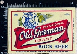 Old German Brand Bock IRTP Beer Label
