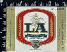 Anheuser-Busch LA NY 5¢ Refund Beer Label
