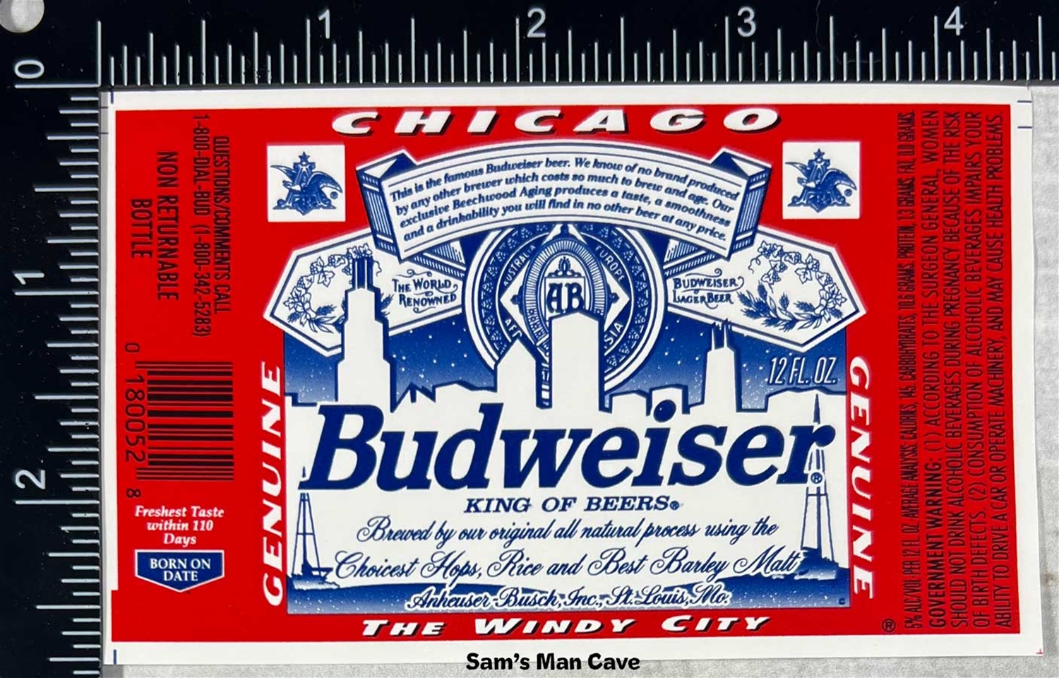 Budweiser Beer Bottle Label Can Cooler