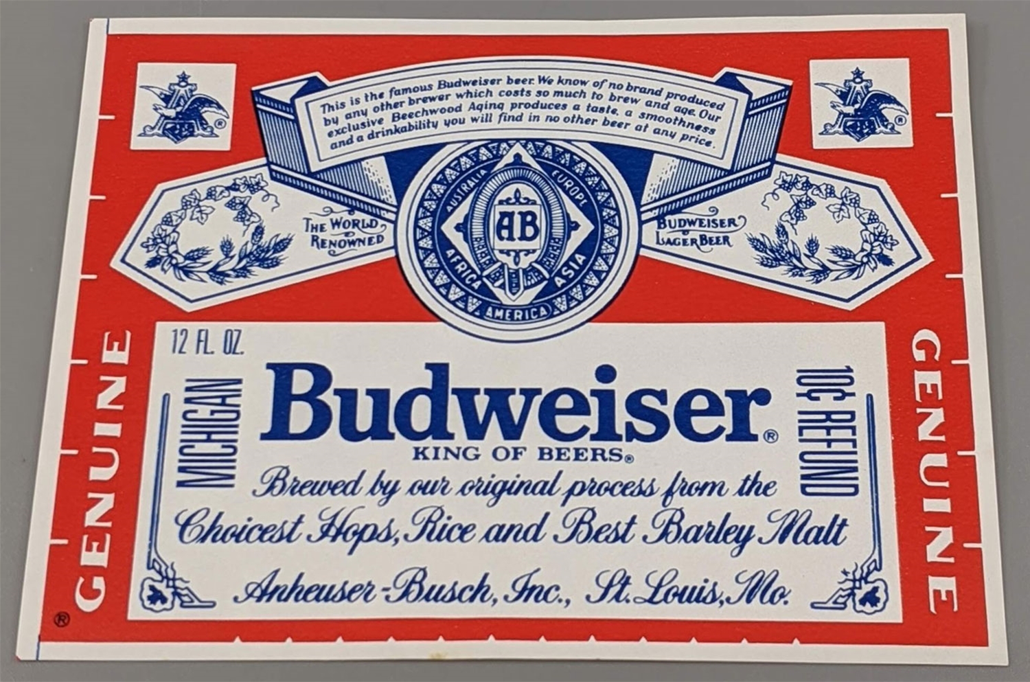 10 Budweiser Beer Labels St Louis MO Anheuser Busch 