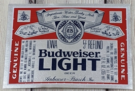 Budweiser Light Beer Label