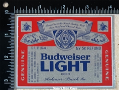 Budweiser Light Beer Label