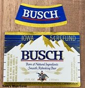 Busch Iowa Refund Beer Label with neck