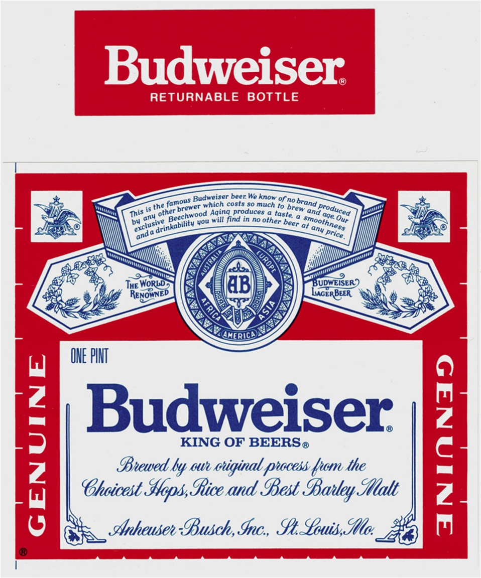 Budweiser Beer Label with neck label