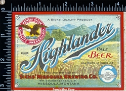 Highlander Pale Beer IRTP Beer Label