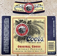 Coors Birthday Package Beer Label with neck
