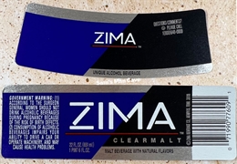 Zima Malt Beverage Label with neck