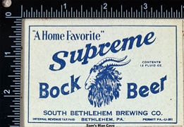 Supreme Bock IRTP Beer Label