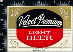 Velvet Premium Light Beer Label