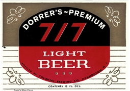 Dorrer's Premium 717 Light Beer Label