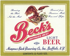 Beck's Buffalo's Best Light Beer Label