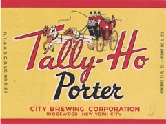 Tally-Ho Porter Beer Label