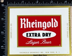 Rheingold Extra Dry Lager Beer Label